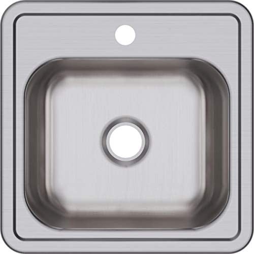 Elkay D115151 Dayton paslanmaz çelik evye, lavabo için, üst tarafa sabitlemek için, saten, tek delikli
