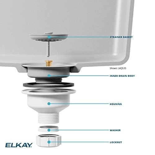 Elkay LKQS35BK Çıkarılabilir Sepet Süzgeç ve Kauçuk Tıpalı Polimer Tahliye Bağlantısı, Siyah