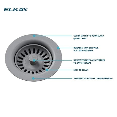 Elkay LKQS35BK Çıkarılabilir Sepet Süzgeç ve Kauçuk Tıpalı Polimer Tahliye Bağlantısı, Siyah
