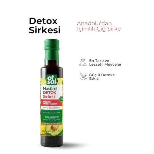 Elma Sirkesi, Ananas Sirkesi, Karışık Meyve Pulpu, Sandaloz Sakızı, Avokado Yaprağı, Karnıyarık Otu ve Yeşil Elma Kabuğu İçeren Doğal Detox Sirkesi 500 ml