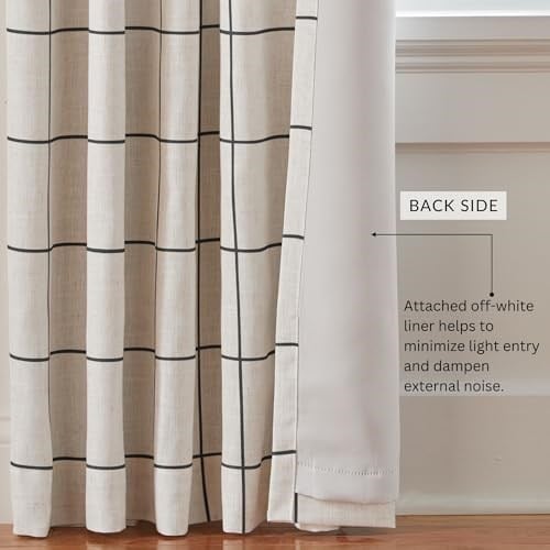 Elrene Home Fashions Brighton Pencere Camı Ekose Karartma Pencere Perdesi, Oturma Odası ve Yatak Odası Örtüsü, Çubuk Cep Sekmel - Seçenekler: 132.1G x 213.4U cm (1 Panel), 132.1G x 241.3U cm (1 Panel)