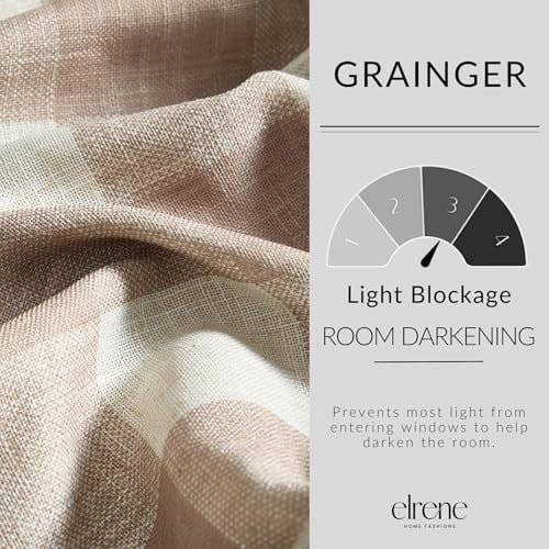 Elrene Home Fashions Farmhouse Living Grainger manda karo karartma perdesi, oturma odası ve yatak odası için, çubuk cepli, 132,1 x 213,4 cm, keten, 1 perde
