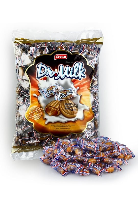 Elvan Dr. Milk Karamelli Şeker 1000 Gr. (1 Poşet)