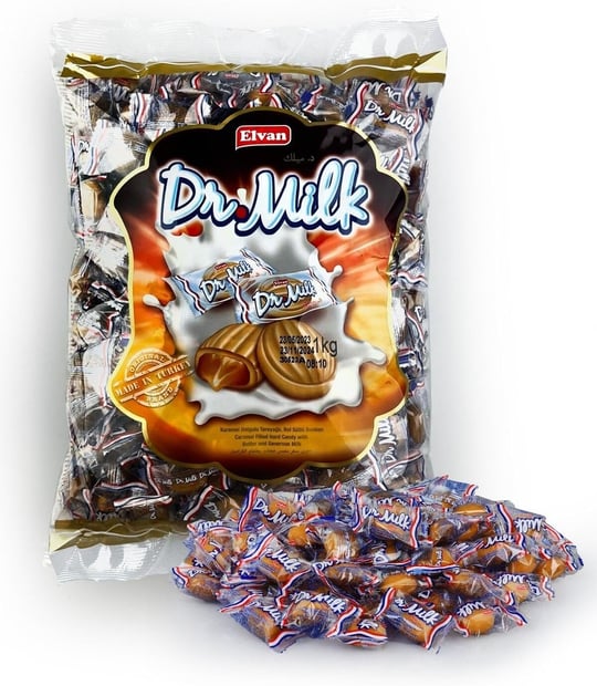 Elvan Dr. Milk Karamelli Şeker 1000 Gr. (1 Poşet)