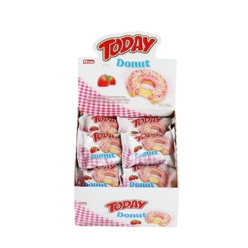 Elvan Today Donut Çilekli 35 gr 24 Adet (1 Kutu)
