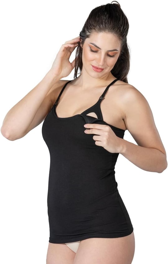 Emay 1413 Modal Cotton Kaplı Emzirme Atlet - Siyah - 95