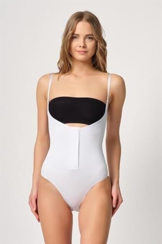 EMAY Beyaz 2043 Göğsü Açık Agraflı Body Korse