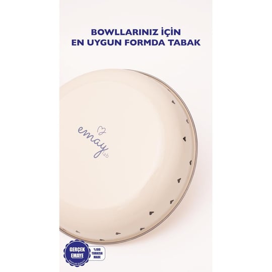 Emaylab Black Cupid Emaye Bowl Tabağı - Bowl Kase - Salata Kasesi - Sunum Kasesi 21cm