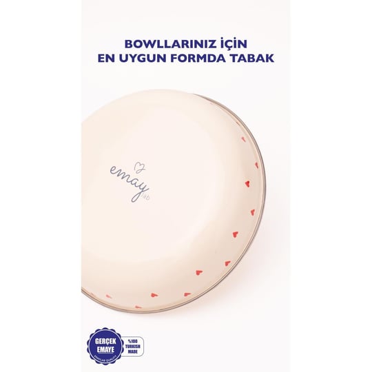 Emaylab Cupid Emaye Bowl Tabağı - Bowl Kase - Salata Kasesi - Sunum Kasesi 21cm