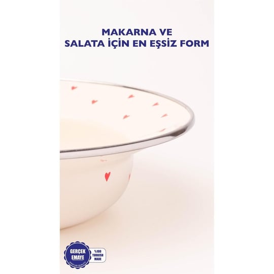 Emaylab Emaye Cupid Çukur Makarna Salata Tabağı 24cm