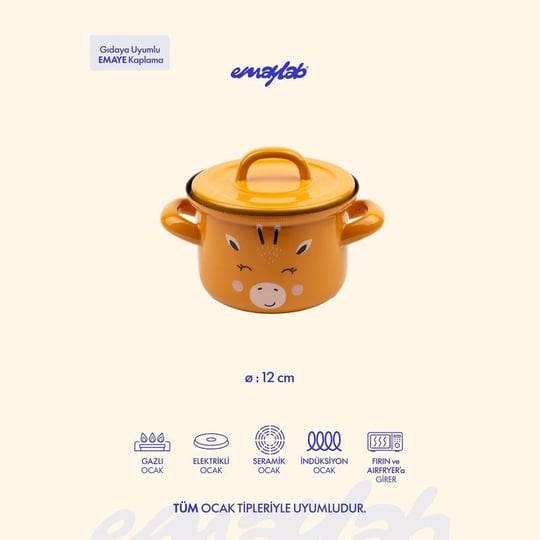 Emaylab Little Giraffe Emaye Mini Bebek Tenceresi 12cm (850 Ml)