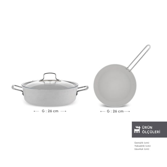 Emsan Biogranit White Stone 3 Parça Tencere Seti