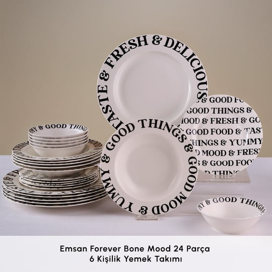 Emsan Forever Bone Mood 24 Parça 6 Kişilik Yemek Takımı