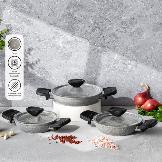 Emsan Fortis Granit 6 Parça Sahan Set Gri