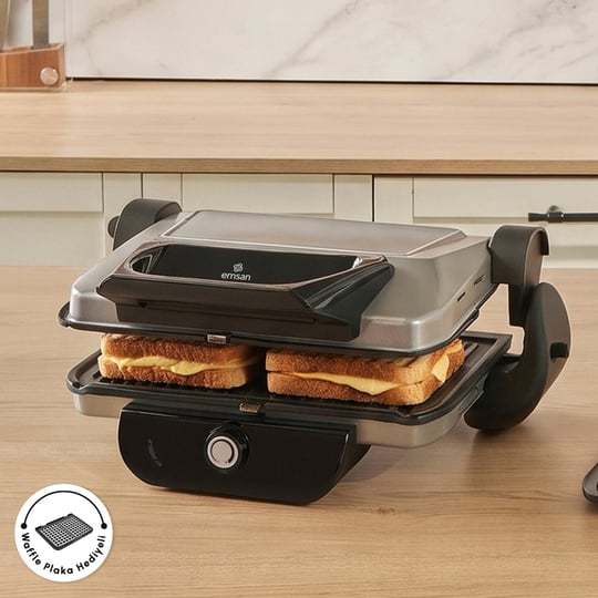 Emsan Future Combo Tost Makinesi Ekstra Waffle Plaka Hediyeli Silver