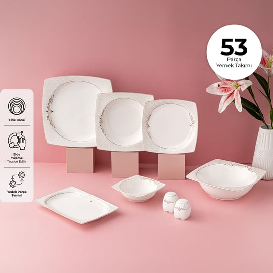 Emsan Lorella 53 Parça 12 Kişilik Kare Yemek Takımı