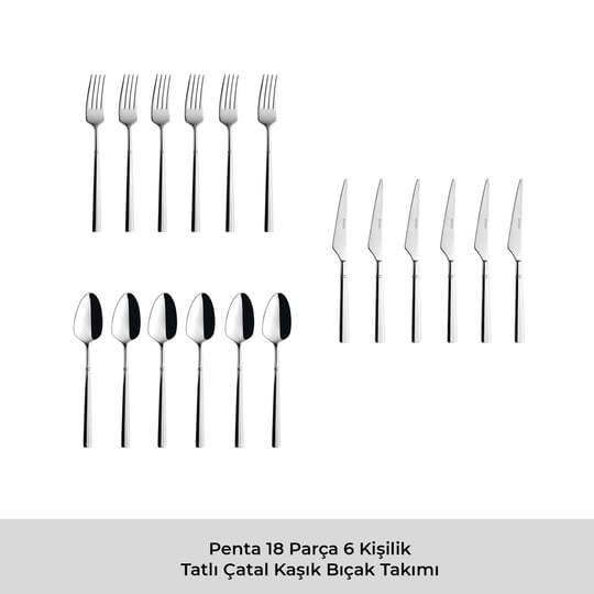 Emsan Penta 18 Parça 6 Kişilik Tatlı Çatal Kaşık Bıçak Seti