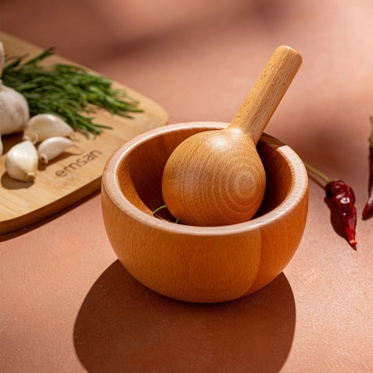 Emsan Rustik Bambu Havan Yuvarlak