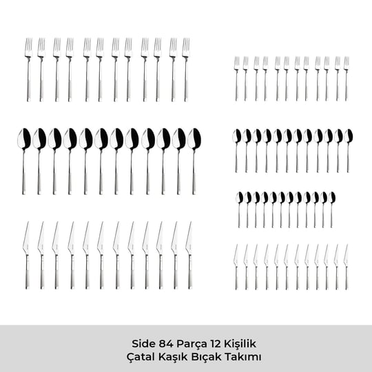 Emsan Side 84 Parça 12 Kişilik Çatal Kaşık Bıçak Takımı