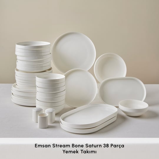 Emsan Stream Bone Saturn 38 Parça 8 Kişilik Yemek Takımı