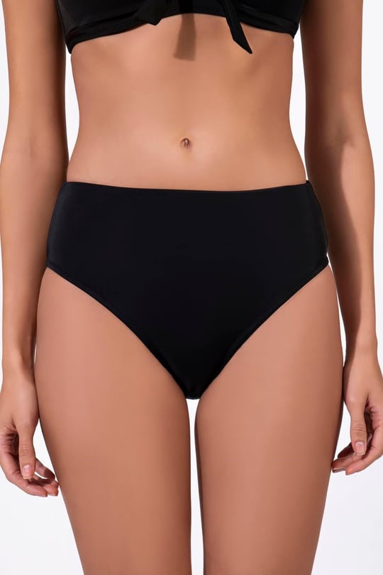 Endeep Kadın Hipster Yüksek Bel Siyah Bikini Altı