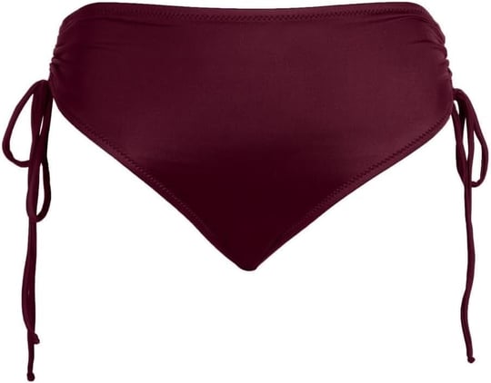 Endeep Kadın Yüksek Bel Yan Büzgülü İpli Bordo Bikini Altı
