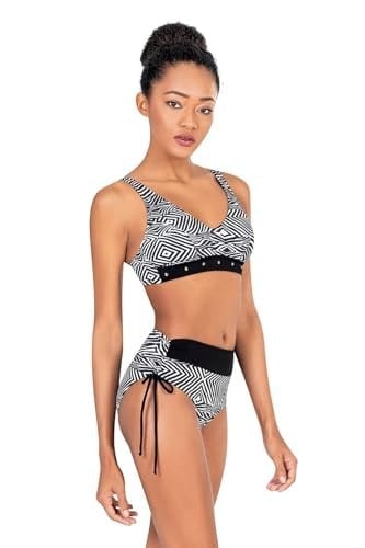 Endeep Kadın Zebra Desenli Yüksek Bel Toparlayıcı Bikini Takımı