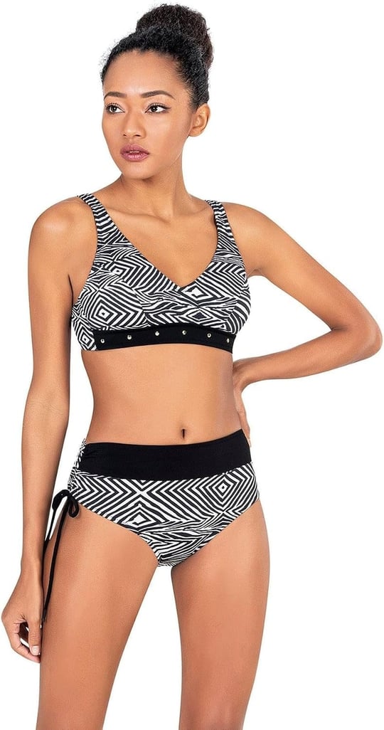 Endeep Kadın Zebra Desenli Yüksek Bel Toparlayıcı Bikini Takımı