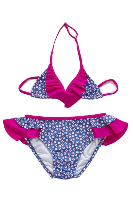 Endeep Kız Çocuk Desenli Üçgen Bikini Takımı