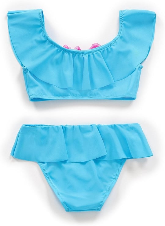Endeep Kız Çocuk Volanlı Aksesuarlı Mavi Bikini Takımı
