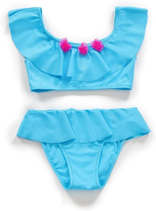 Endeep Kız Çocuk Volanlı Aksesuarlı Mavi Bikini Takımı