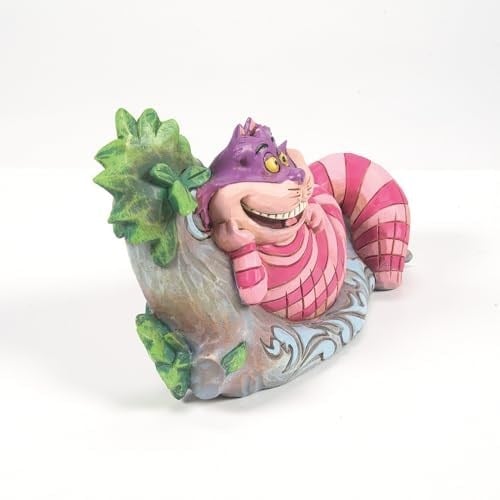 Enesco Jim Shore Alicein Disney Traditions Harikalar Diyarında Cheshire Kedisi Ağaç Heykelcikleri, 6 cm, Çok Renkli