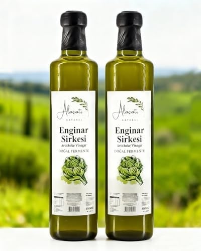 Enginar Sirkesi Yüksek Vitamin ve Antioksidan Doğal Fermantasyon - Artichoke Vinegar (500 ml x2 Adet, Enginar)