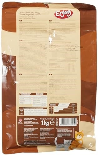 Enjoy Kuru Kedi Maması, Tavuklu, Yetişkin, Keten Tohumu ile Omega 3 & 6 Katkısı, 1 Kg (2 paketi) - Seçenekler: Sebze, Somonlu Kısırlaştırılmış, Somonlu ve Hamsili...