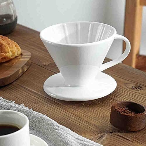 Epinox Seramik Kahve Dripper - Porselen Demleyici - No: 2 - Beyaz (Hario V60 Benzeri)