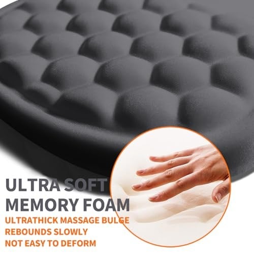 Ergonomik Eklem Bilek Desteği Mouse Pad Hafızalı Köpük Yastık Masaj Yumruğu, Karpal Tünel Ağrı kesici Mousepad Bilek Dinlenme için Eğim Tasarımı, 30 x 20 cm, DimGray