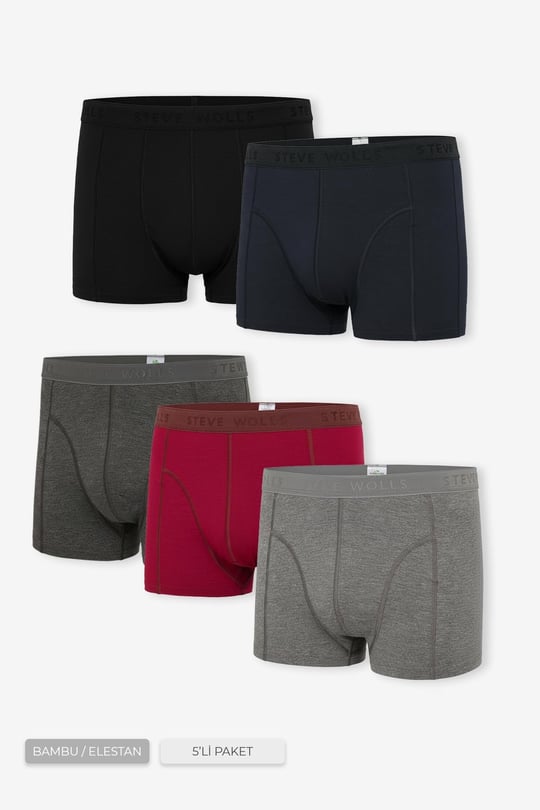Erkek 5’Li Renkli Bambu Boxer - 25104