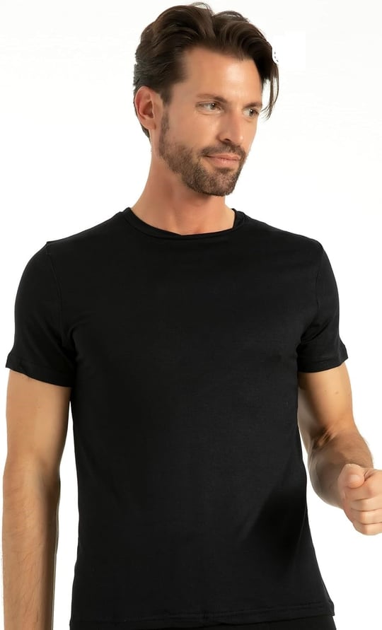 Erkek Beyaz Sıfır Yaka Kısa Kollu Bambu T-Shirt Atlet (Beyaz / 2XL)