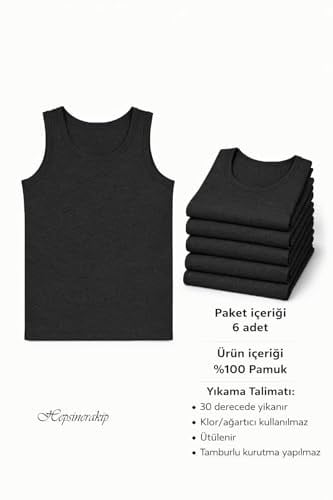 Erkek Çocuk Pamuklu Penye Atlet 6lı%100 Pamuklu