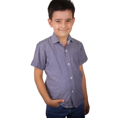 erkek çocuk şamre gri kısa kollu gömlek
