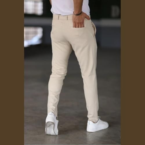 Erkek Italyan Kesim Likralı Kumaş Pantolon Dar Kesim Boru Paça Spor Tarzı Klasik Pantalon