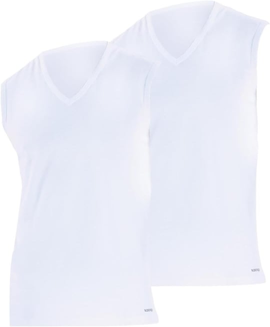 Erkek Loose Fit 2li V Yaka Beyaz Sıfır Kol Atlet 9227 Blackspade