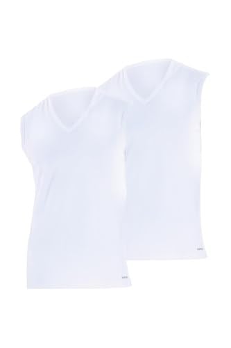 Erkek Loose Fit 2li V Yaka Beyaz Sıfır Kol Atlet 9227 Blackspade