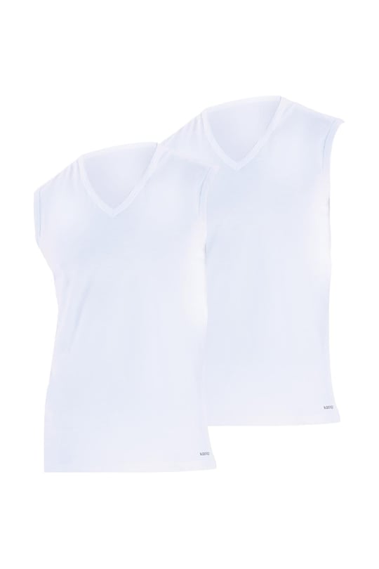 Erkek Loose Fit 2li V Yaka Beyaz Sıfır Kol Atlet 9227 Blackspade