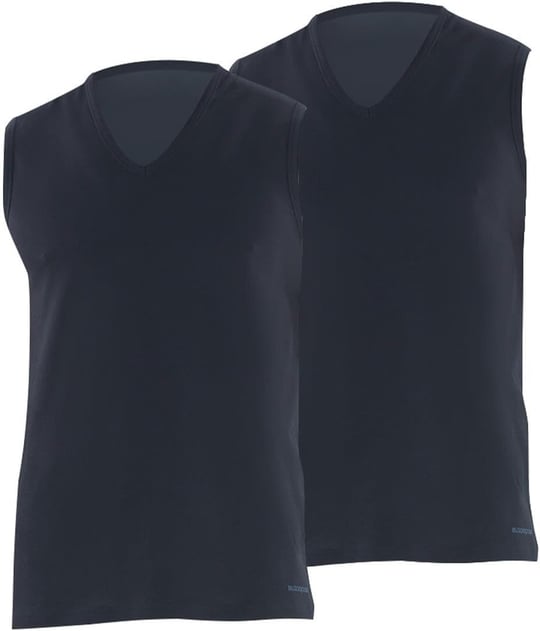 Erkek Loose Fit 2li V Yaka Siyah Sıfır Kol Atlet 9227 Blackspade