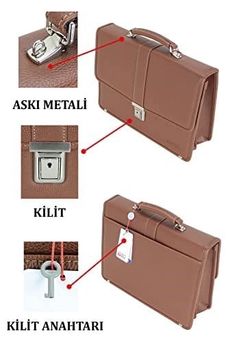 Erkek Omuz ve El Çantası A4 Kağıt Uyumlu Kilit Mekanizmalı Su Geçirmez Dış Yüzey