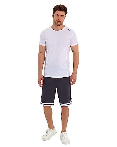 Erkek Polyester Beyaz Şeritli Basketbol Şort