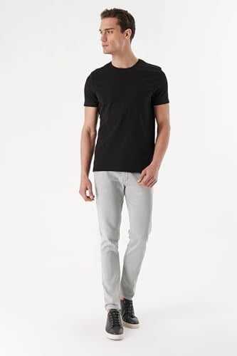 Erkek Siyah Basic Düz%100 Pamuk Bisiklet Yaka Slim Fit Dar Kesim Kısa Kollu Tişört