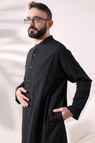 Erkek Siyah Boydan Uzun Entari Hac Umre Kıyafeti