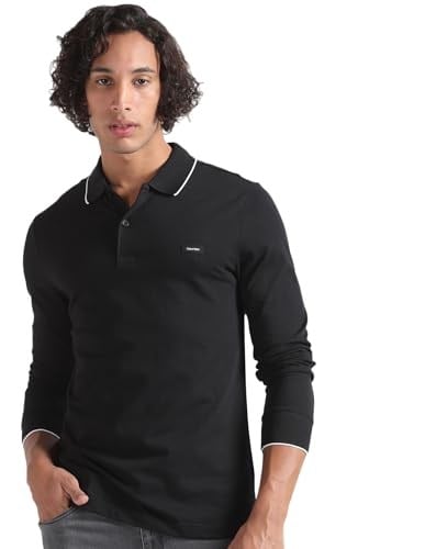 Erkek Slim Fit Uzun Kollu Polo Yaka Siyah Polo Yaka T-Shirt K10K112753-BEH